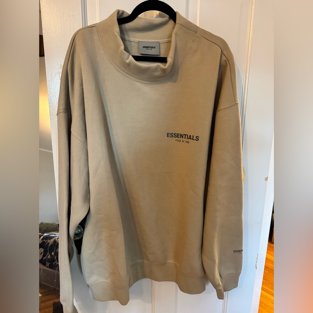 Fear of God Essentials Beige Mock Neck Sweatshirt XL NWT